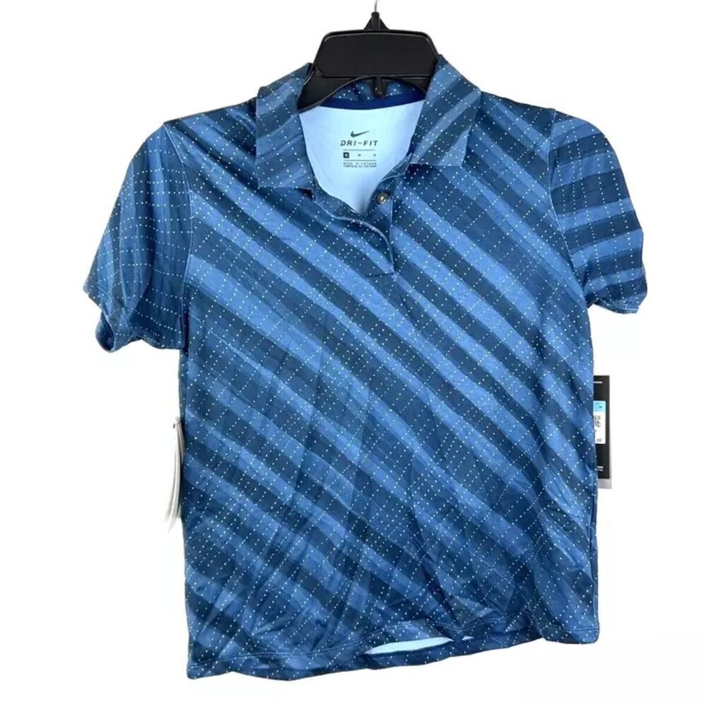 Nike Girls Dri Fit Polo Shirt Blue Size Medium